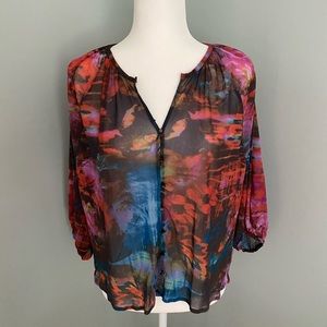 Anthropologie Semi-Sheer Dolman-Sleeve Top